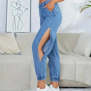 Jeans Cut Outside Denim (Color: Medium Blue)